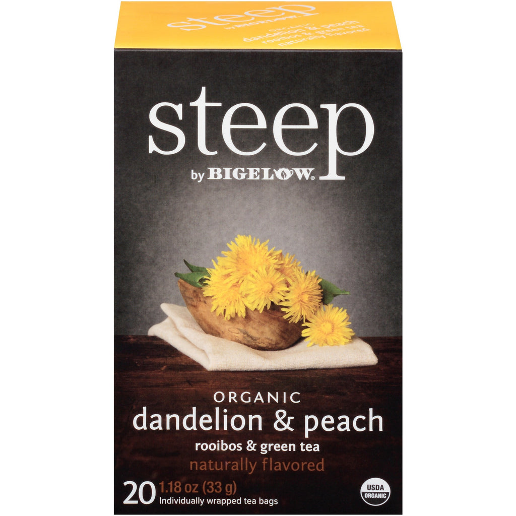 Steep by Bigelow® Organic Dandelion & Peach Rooibos & Green Tea Herbal Tea, Green Tea Bag