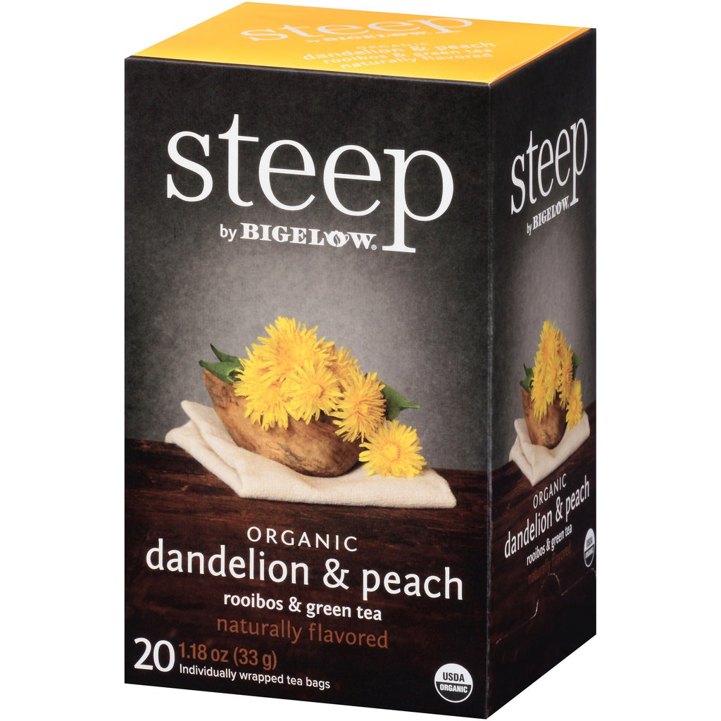 Steep by Bigelow® Organic Dandelion & Peach Rooibos & Green Tea Herbal Tea, Green Tea Bag