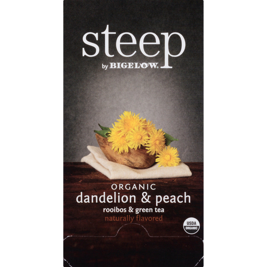 Steep by Bigelow® Organic Dandelion & Peach Rooibos & Green Tea Herbal Tea, Green Tea Bag