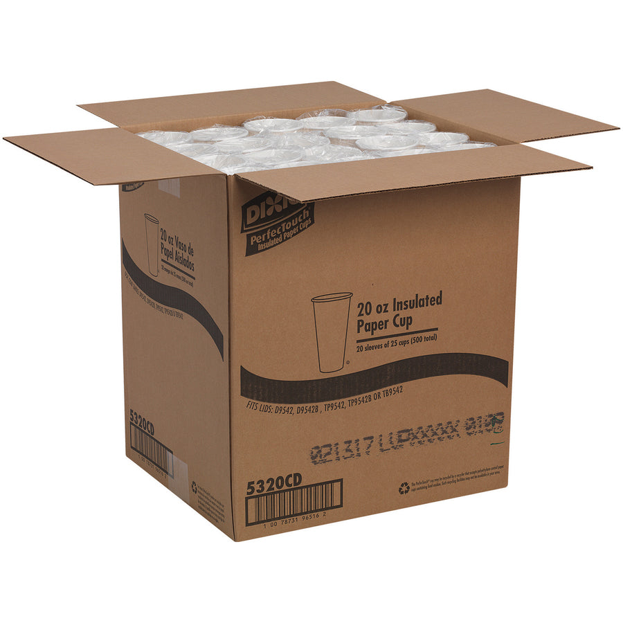 Dixie PerfecTouch 20 oz Insulated Paper Hot Coffee Cups by GP Pro