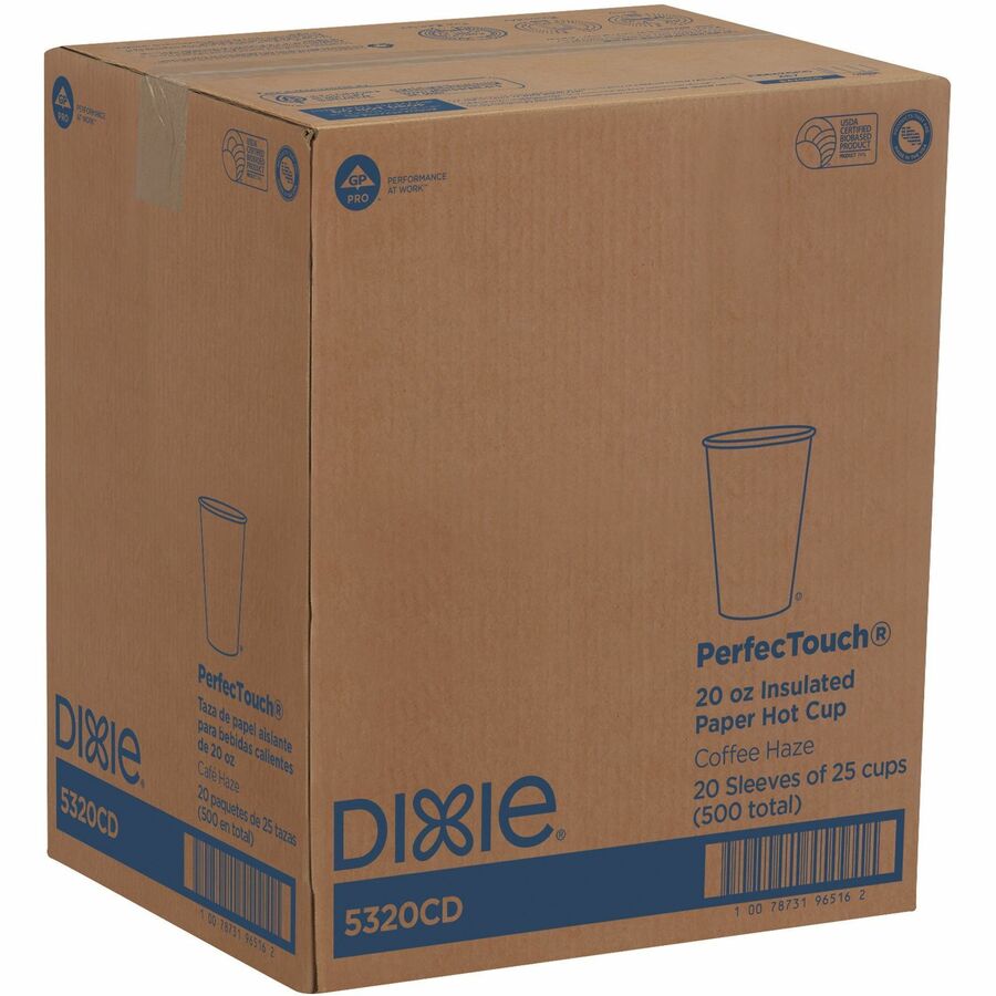 Dixie PerfecTouch 20 oz Insulated Paper Hot Coffee Cups by GP Pro