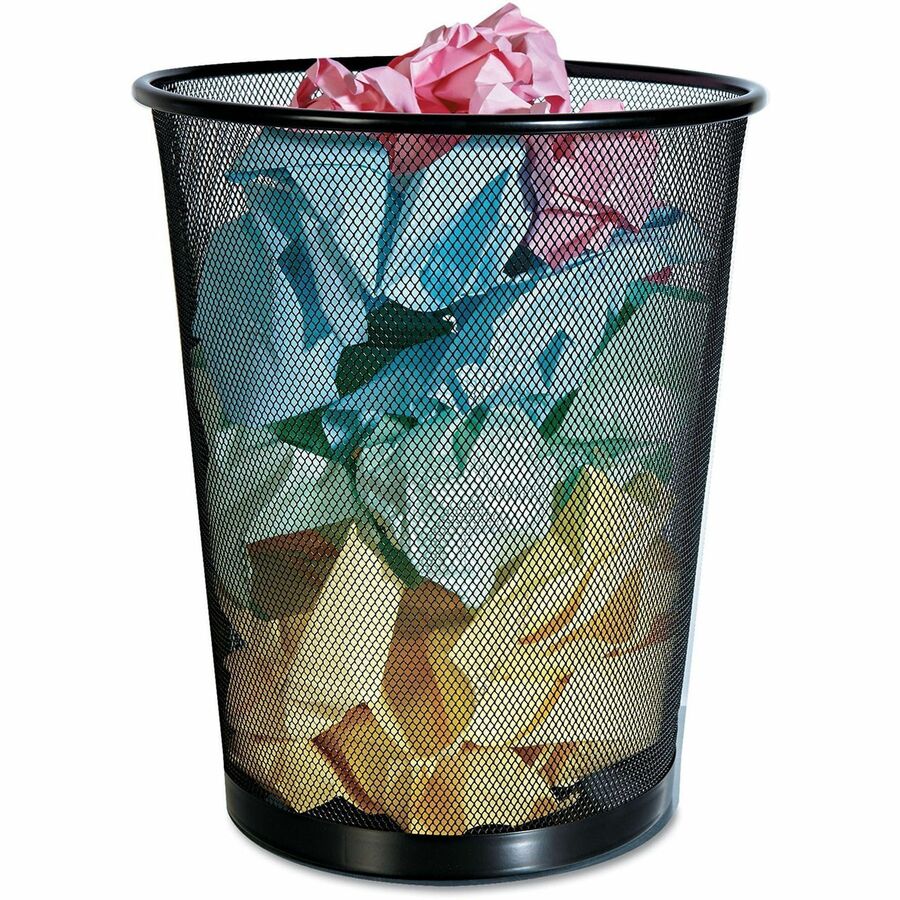 Universal Mesh Wastebasket, 18 qt, Steel Mesh, Black
