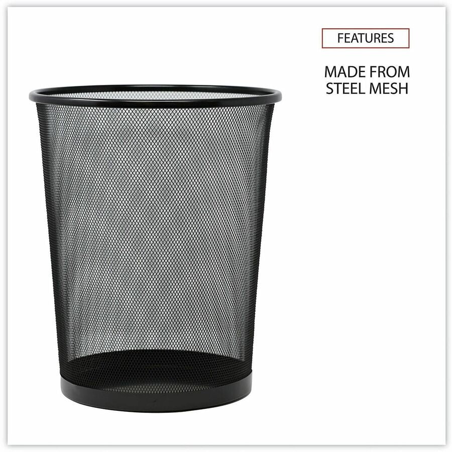 Universal Mesh Wastebasket, 18 qt, Steel Mesh, Black