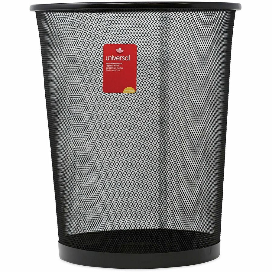 Universal Mesh Wastebasket, 18 qt, Steel Mesh, Black