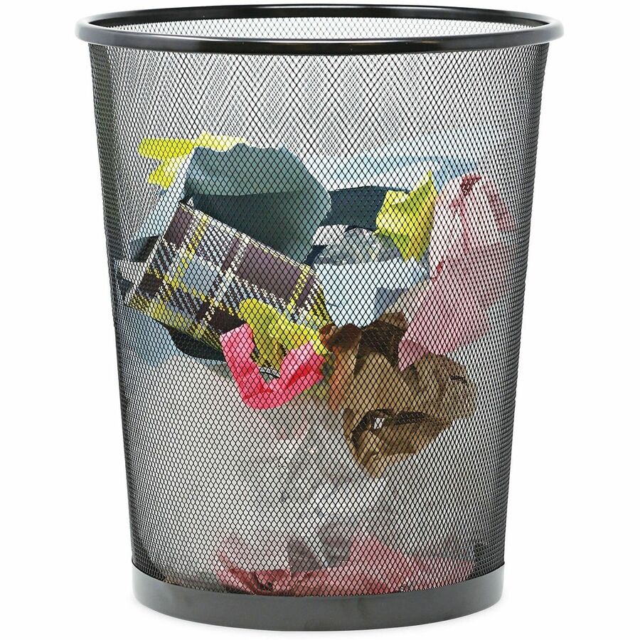 Universal Mesh Wastebasket, 18 qt, Steel Mesh, Black