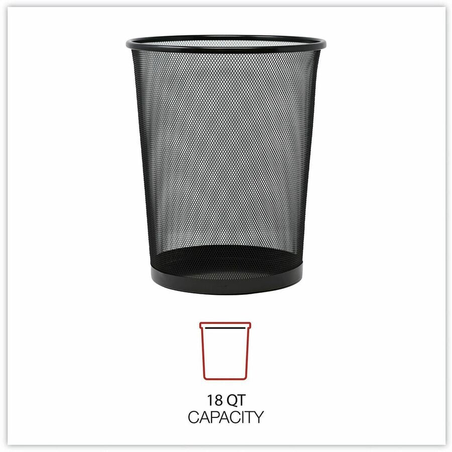Universal Mesh Wastebasket, 18 qt, Steel Mesh, Black