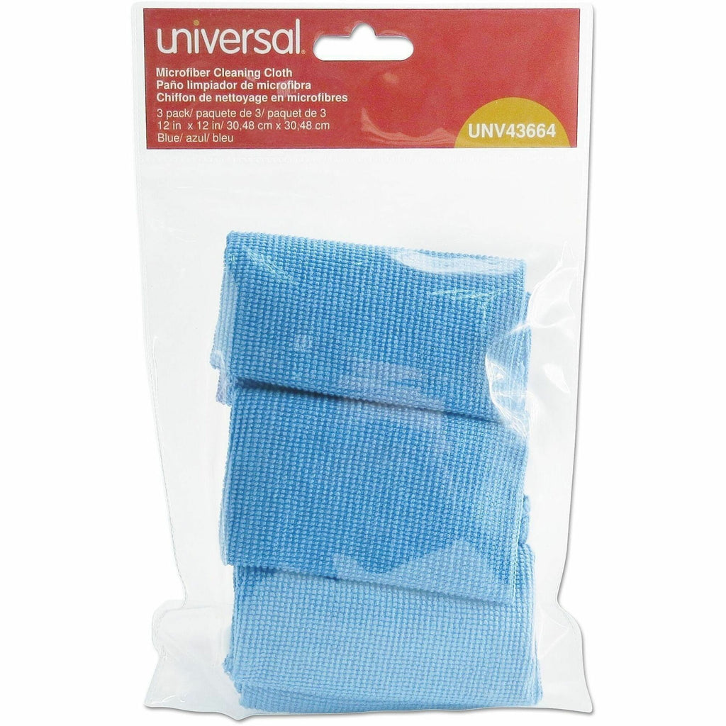 Universal Microfiber Cleaning Cloth, 12 x 12, Blue, 3/Pack