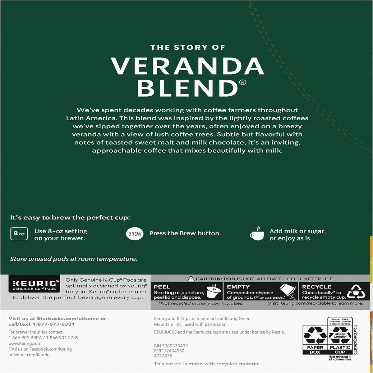 Starbucks® K-Cup Veranda Blend Coffee