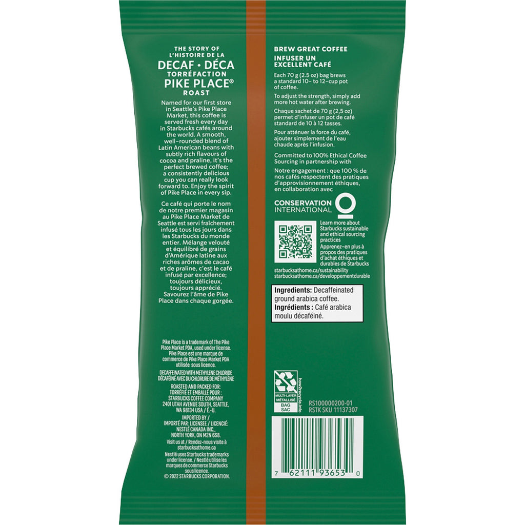 Starbucks Decaf Pike Place Coffee Pack