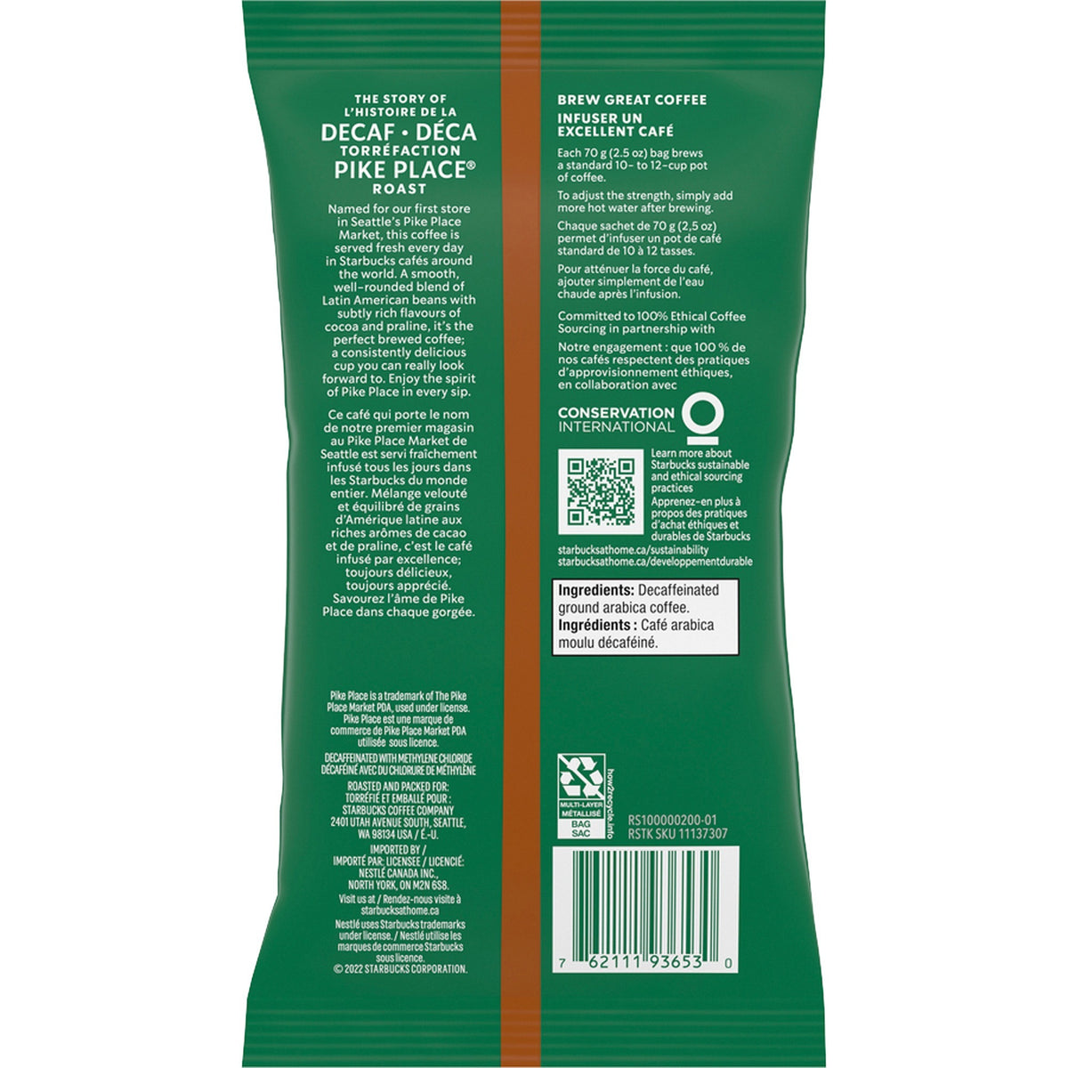 Starbucks Decaf Pike Place Coffee Pack