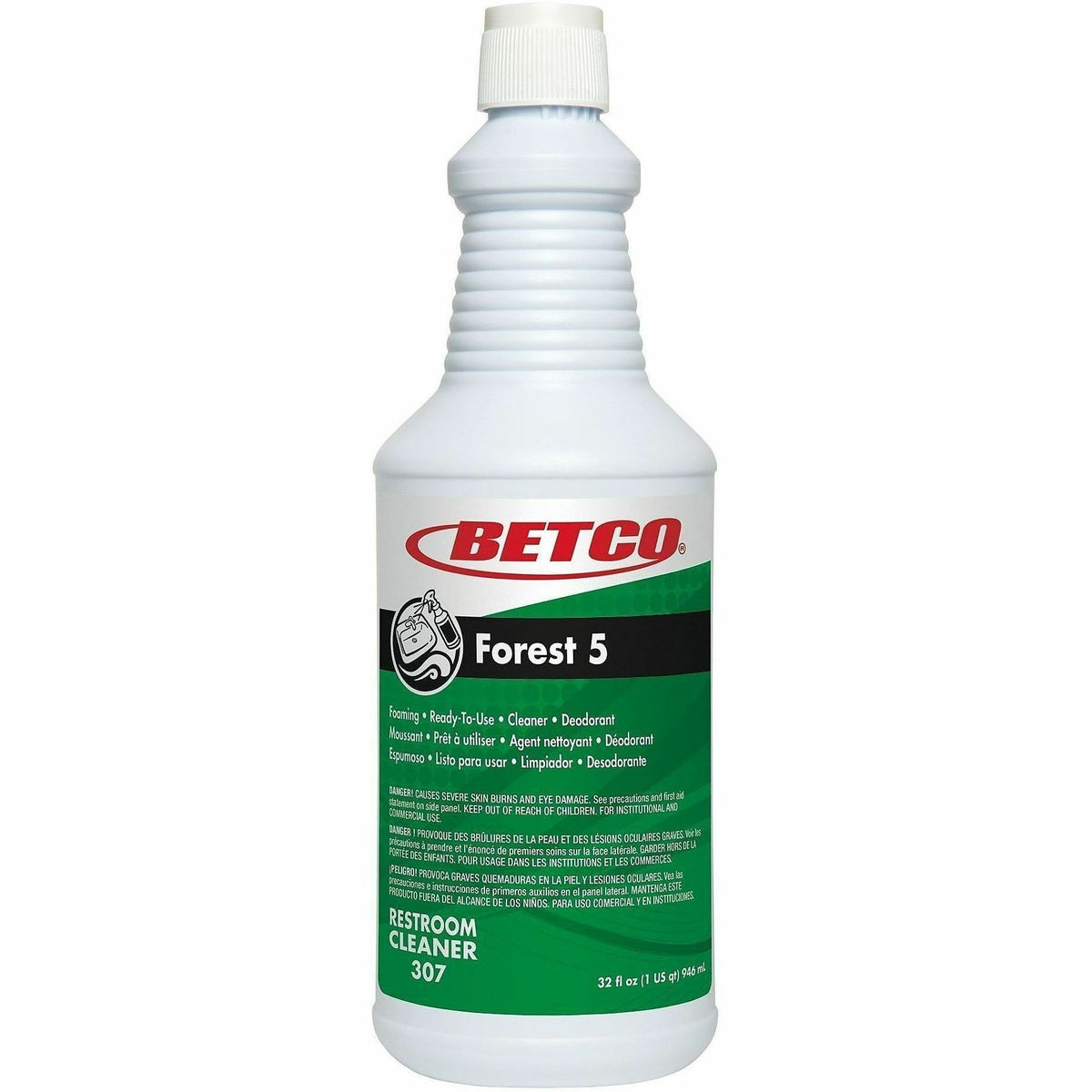 Betco Forest 5 Foaming Cleaner, Mint, 32 Oz, Straw, Pack Of 12 Bottles