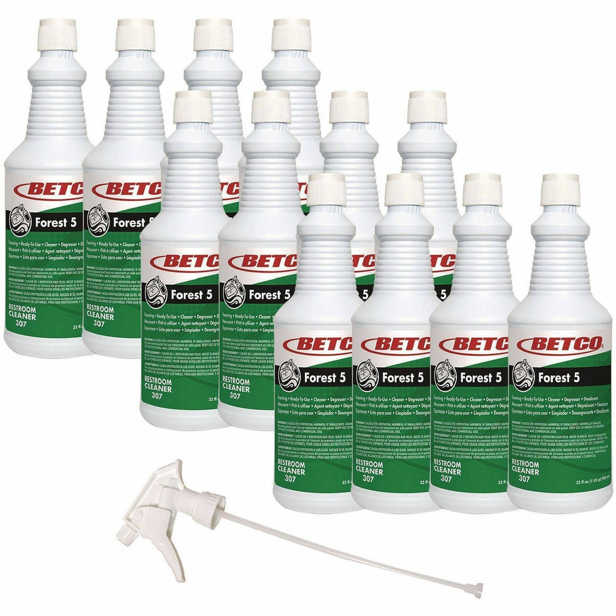 Betco Forest 5 Foaming Cleaner, Mint, 32 Oz, Straw, Pack Of 12 Bottles