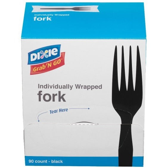 Dixie Grab'N Go Forks, Black, 90 Per Box, Pack Of 6 Boxes