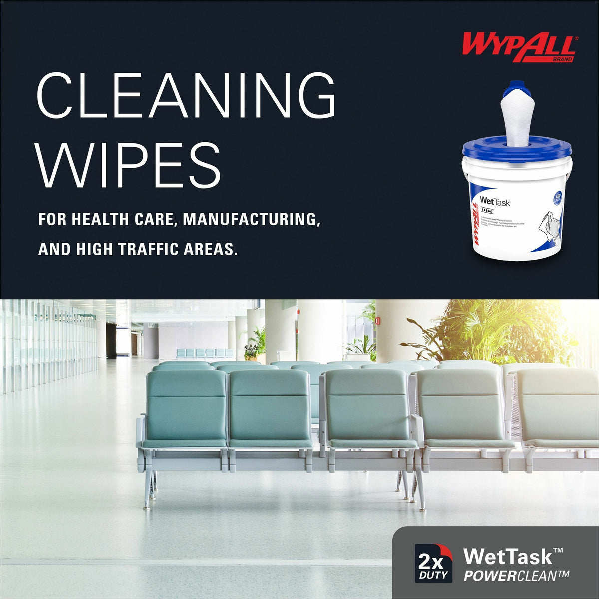 Wypall PowerClean WetTask Wipers for Disinfectants, Sanitizers & Solvents