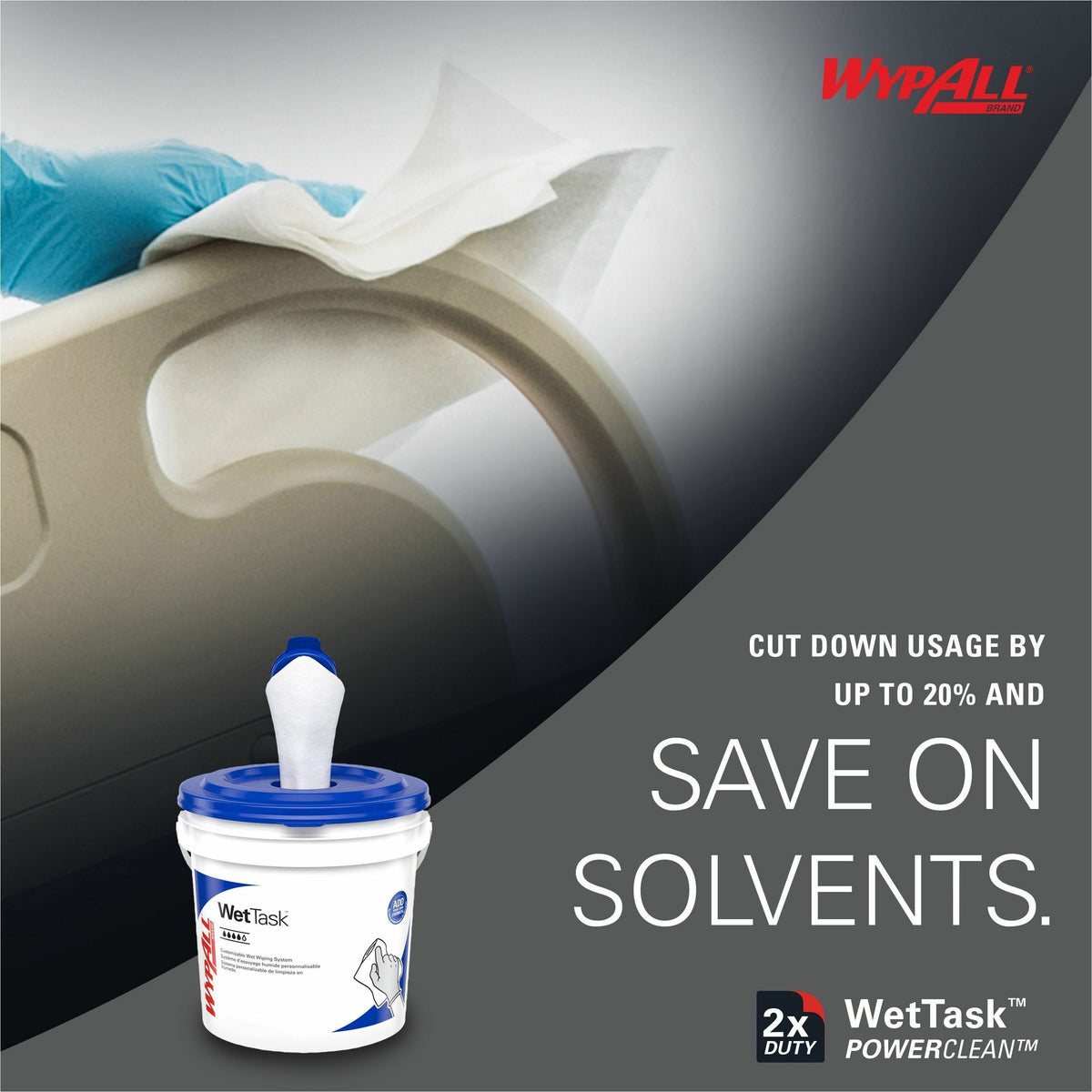 Wypall PowerClean WetTask Wipers for Disinfectants, Sanitizers & Solvents