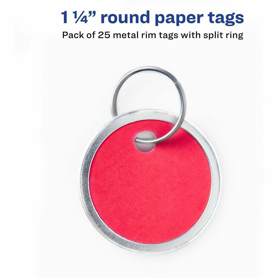 Avery® 1-1/4" Key Tags, Split Ring, Assorted Colors, 25 Tags (11020)