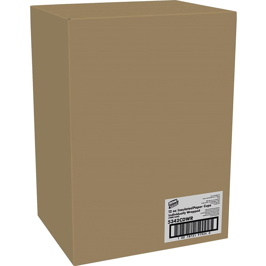 Dixie PerfecTouch 12 oz Insulated Wrapped Paper Hot Coffee Cups by GP Pro