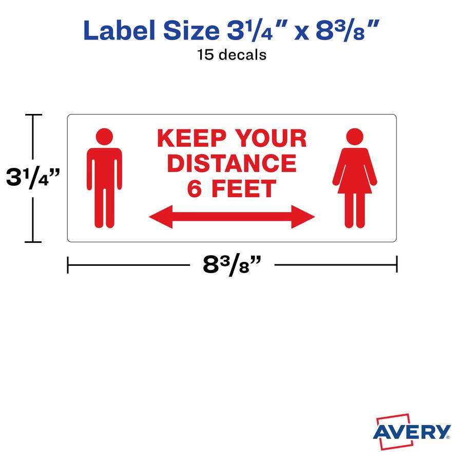 Avery® Surface Safe KEEP YOUR DISTANCE Decals