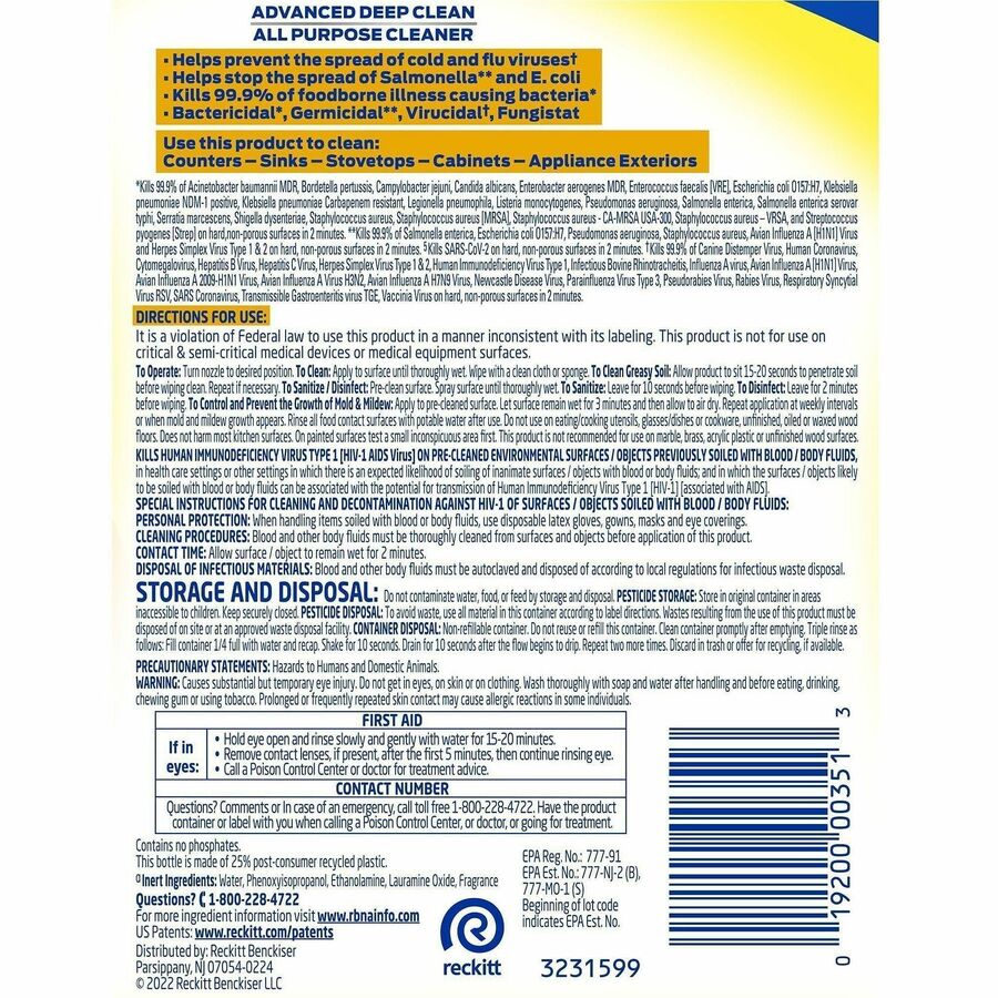 Professional Lysol Advanced Deep Cleaner