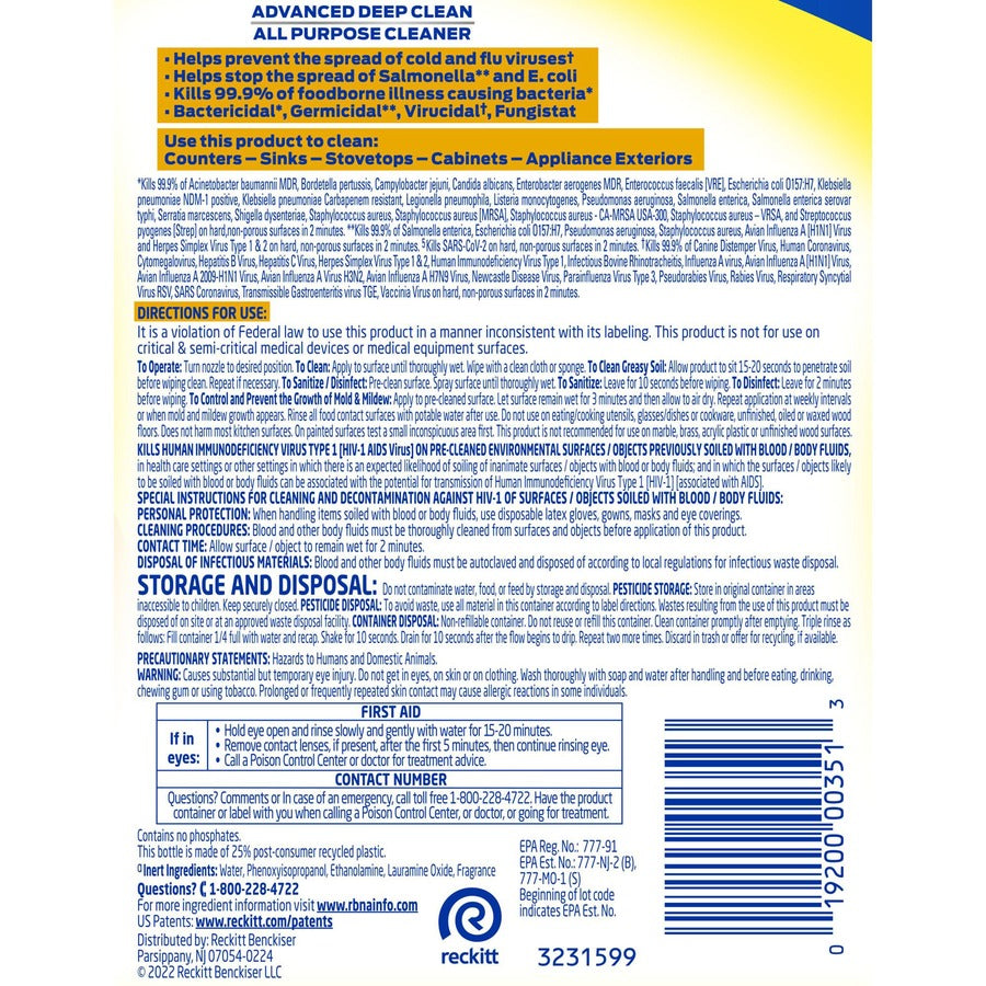 Professional Lysol Advanced Deep Cleaner