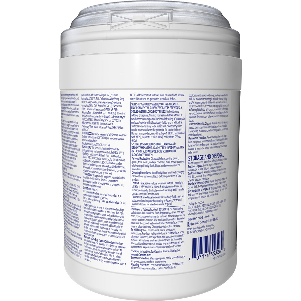 Diversey Oxivir Tb Disinfectant Cleaner Wipes