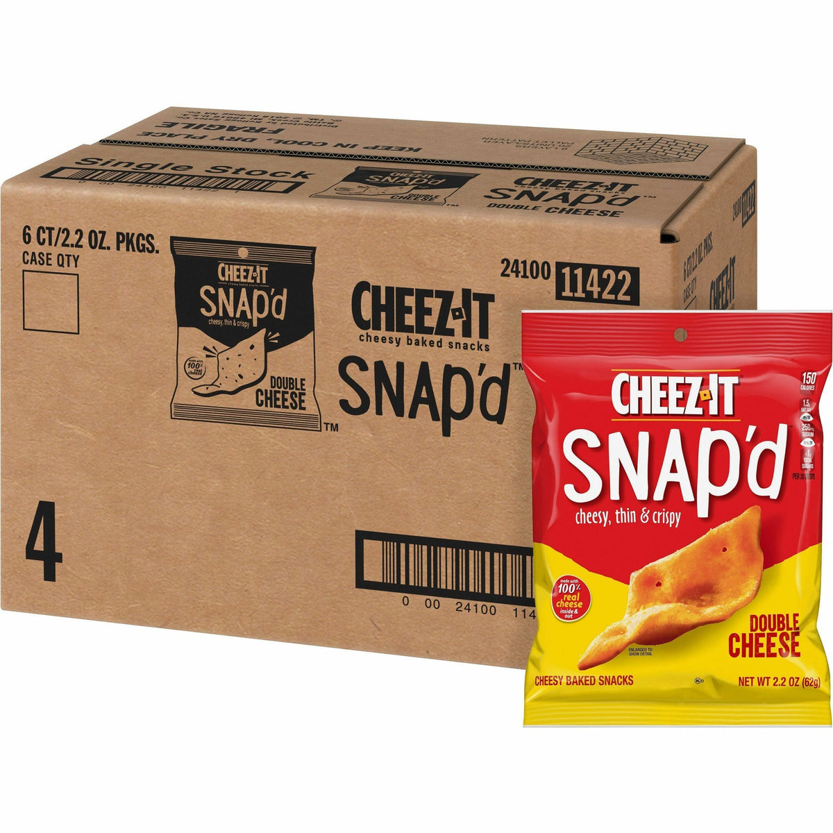 Cheez-It Snap'd Crackers, 2.2 oz, 6/Carton