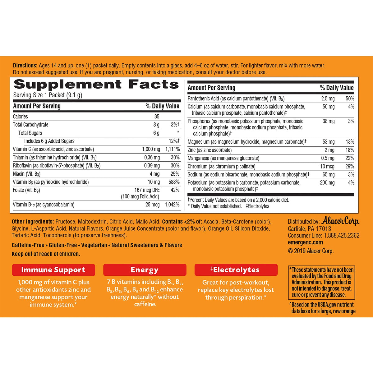Emergen-C Super Orange Vitamin C Drink Mix