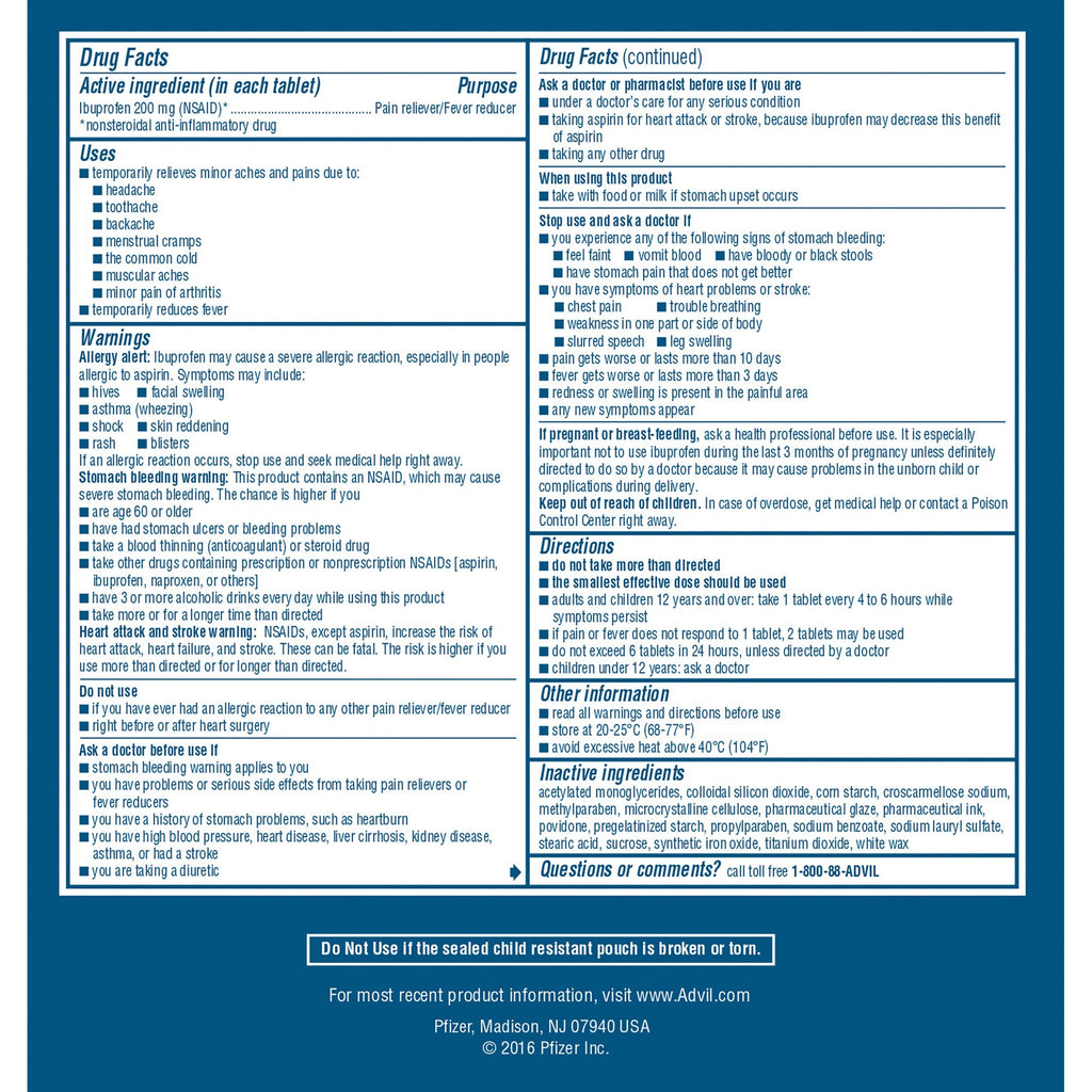 Advil Ibuprofen Tablets