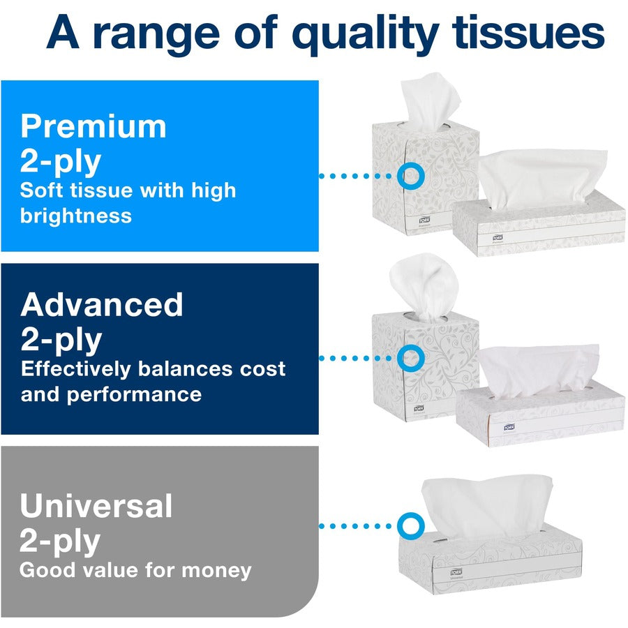 TORK Advanced Facial Tissue Flat Box White