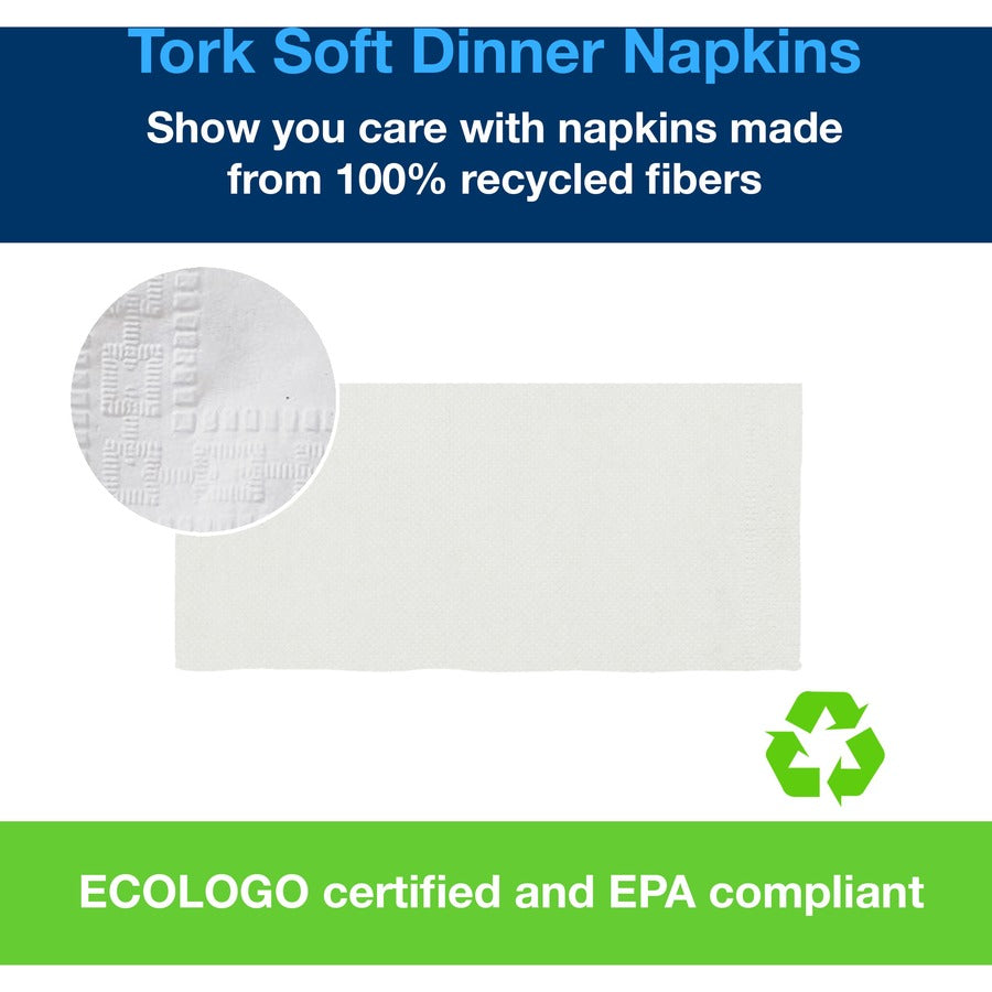 TORK White Soft Dinner Napkin - 1/8 Fold