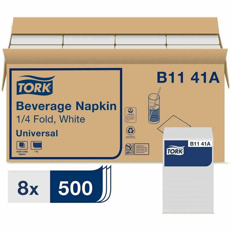 TORK White Beverage Napkin