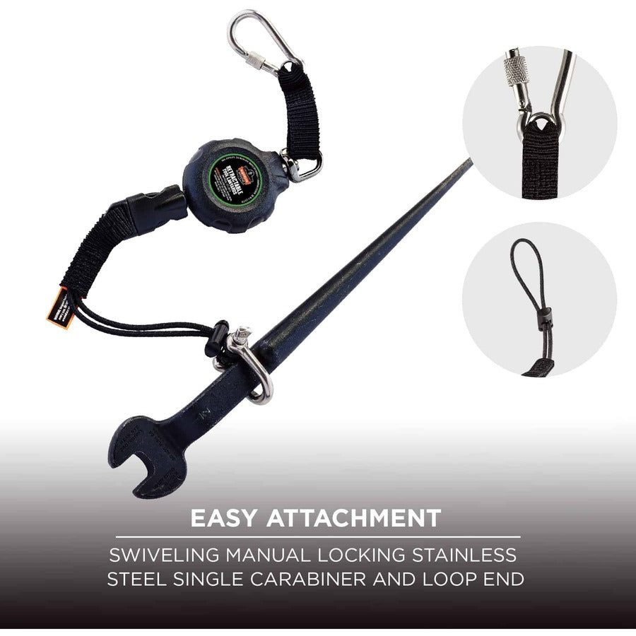 Ergodyne 3001 Retractable Tool Lanyard w/ Carabiner and Loop Attachments - 2lbs