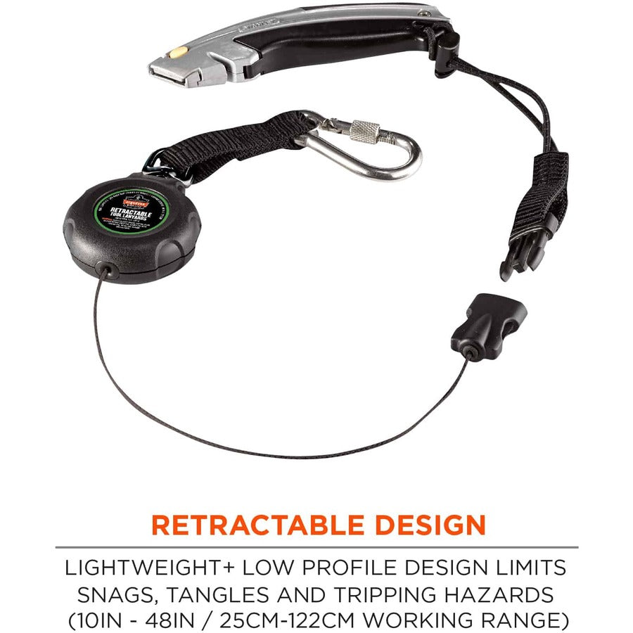 Ergodyne 3001 Retractable Tool Lanyard w/ Carabiner and Loop Attachments - 2lbs
