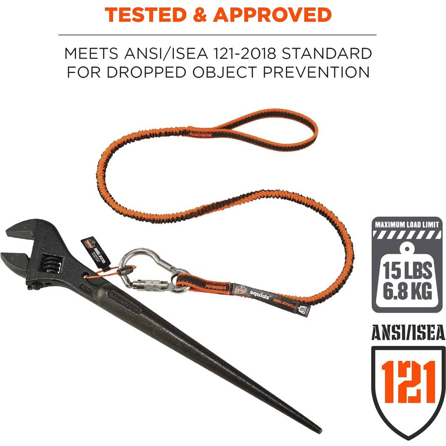 Ergodyne 3101F(x) Tool Lanyard - Stainless-Steel Carabiner + Loop - 15lbs / 6.8kg