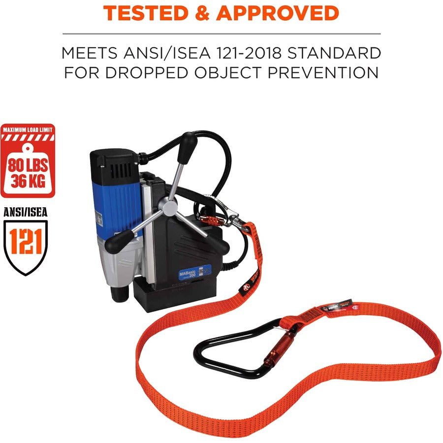 Ergodyne 3149 Tool Lanyard XL - Locking Carabiner + Swivel Carabiner, 80lbs / 36kg