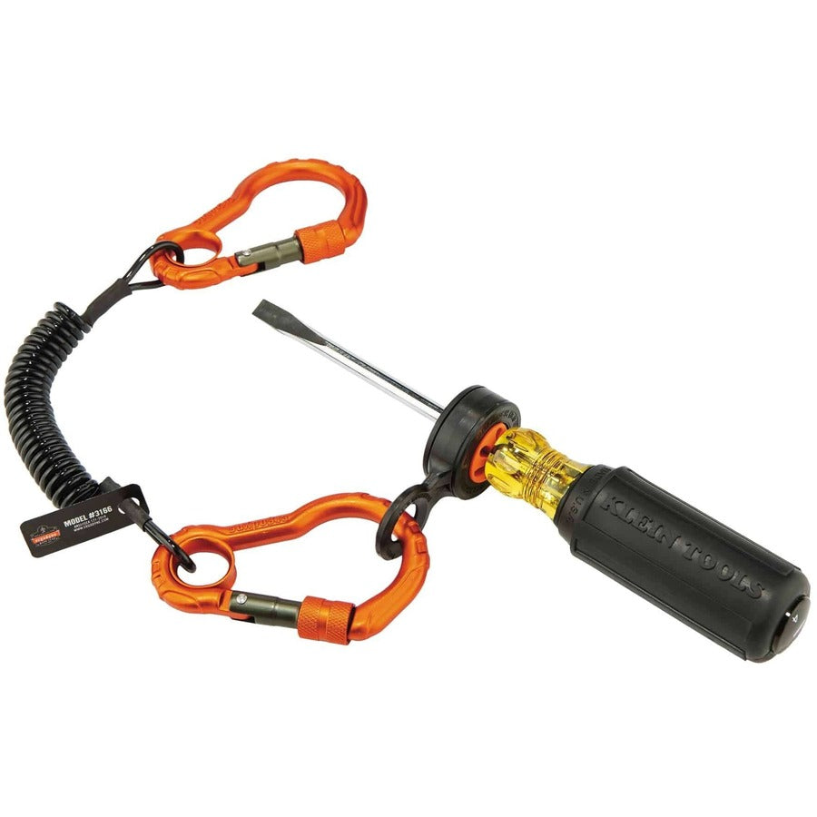 Ergodyne 3166 Coil Tool Lanyard with Dual Carabiners - 2lbs / 0.9kg