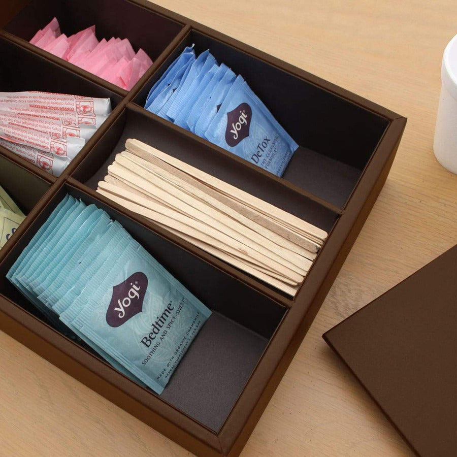 Dacasso Leather Coffee Condiment Organizer