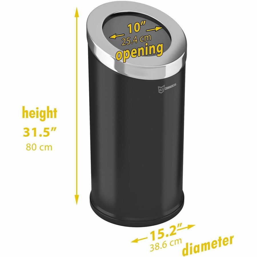 HLS Commercial 15-Gallon Round Open Top Trash Can