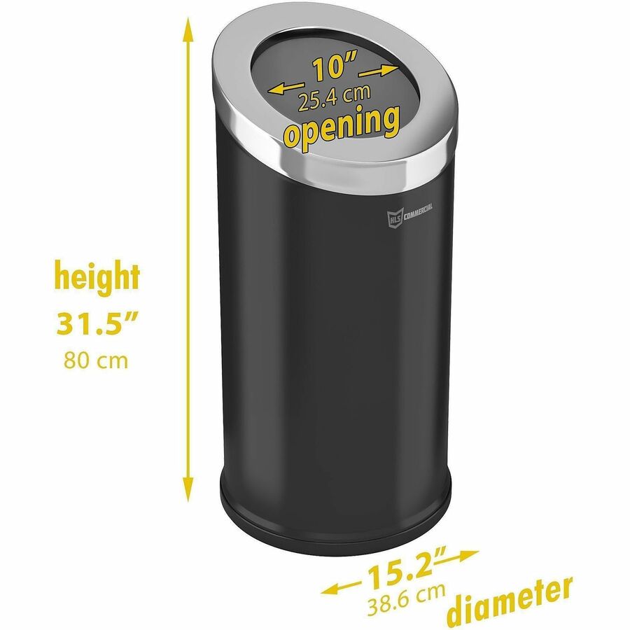 HLS Commercial 15-Gallon Round Open Top Trash Can