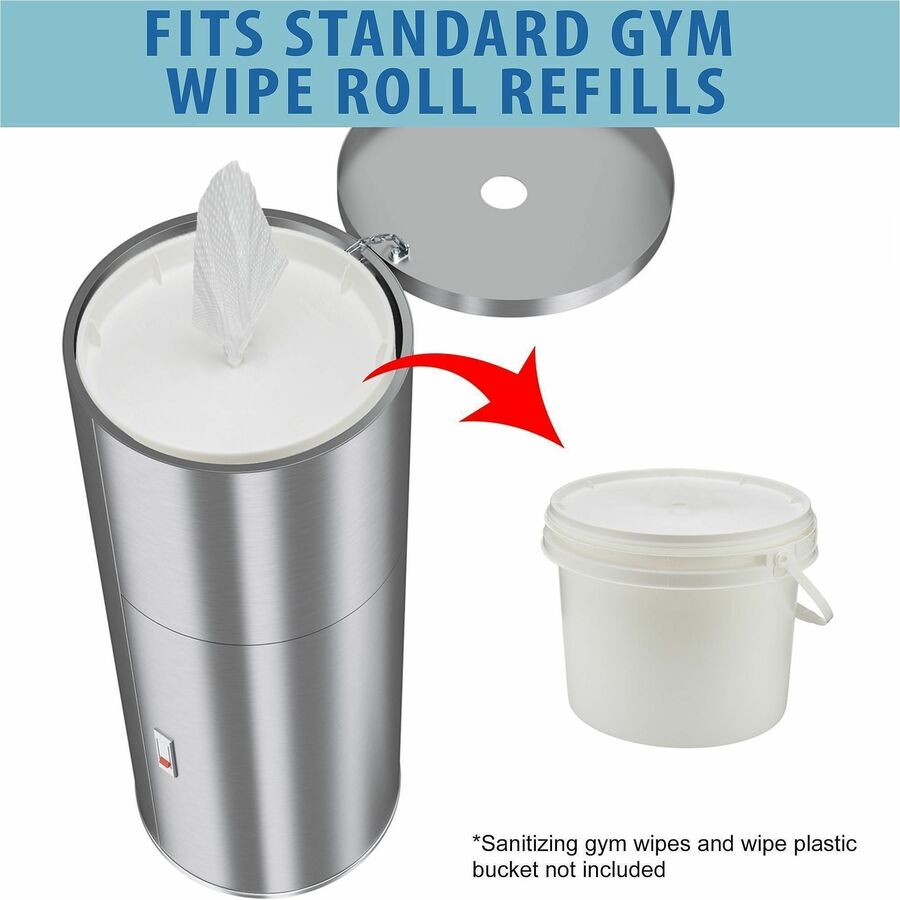 HLS Commercial Gym Wipe Dispenser 9-Gallon Trash Can