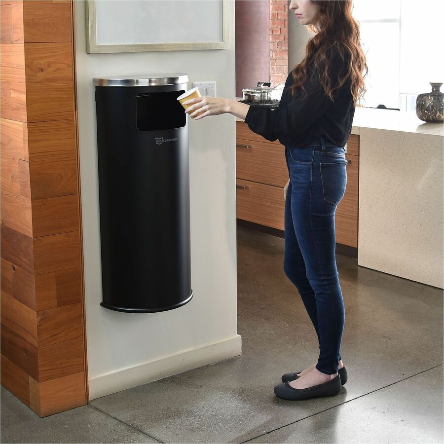 HLS Commercial 9-Gallon Half-Round Side-Entry Trash Can