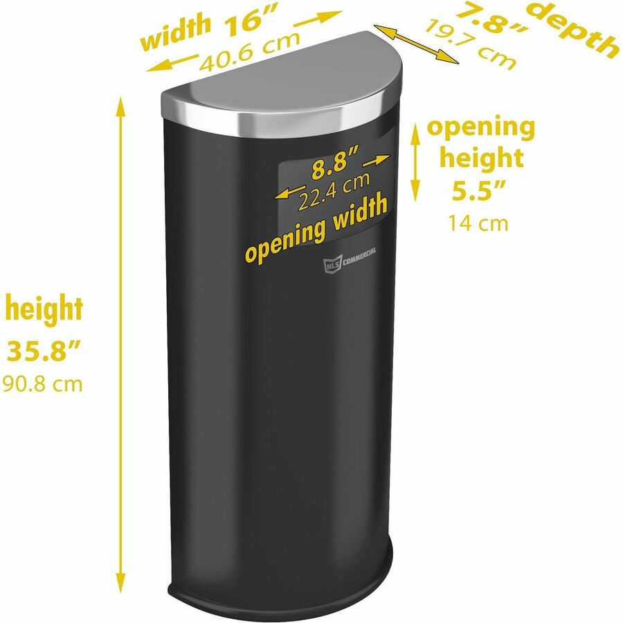 HLS Commercial 9-Gallon Half-Round Side-Entry Trash Can