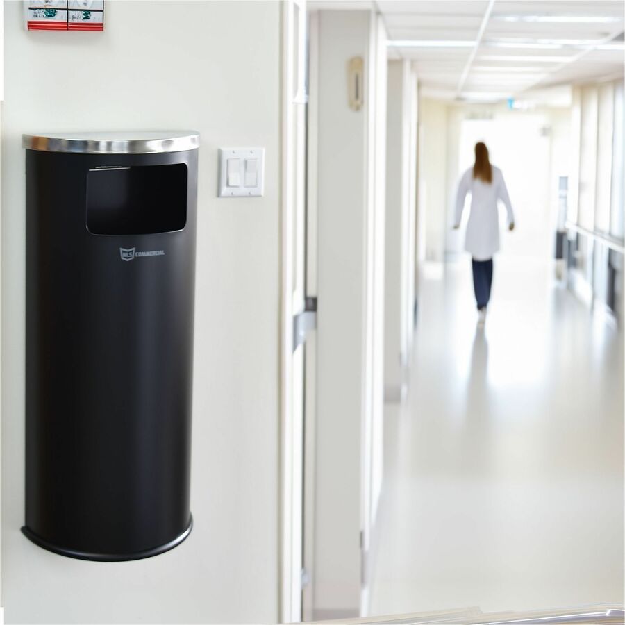 HLS Commercial 9-Gallon Half-Round Side-Entry Trash Can