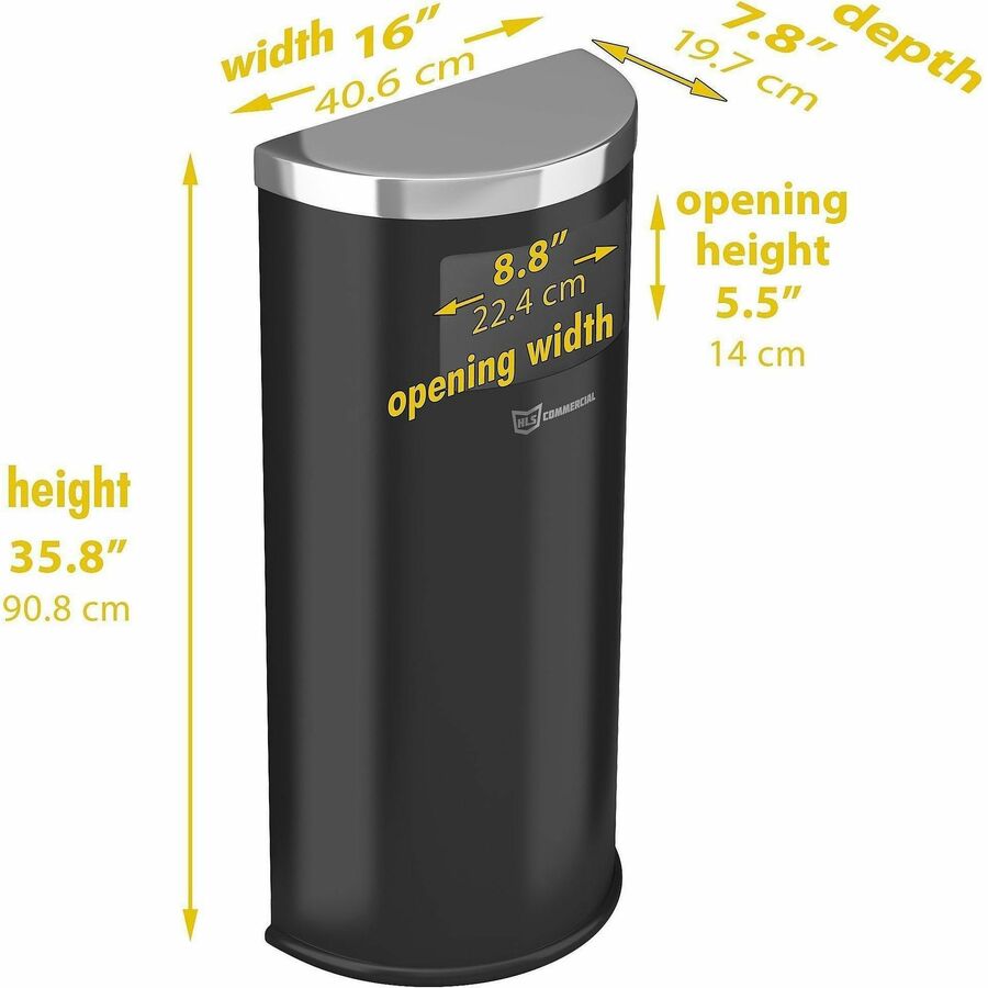 HLS Commercial 9-Gallon Half-Round Side-Entry Trash Can