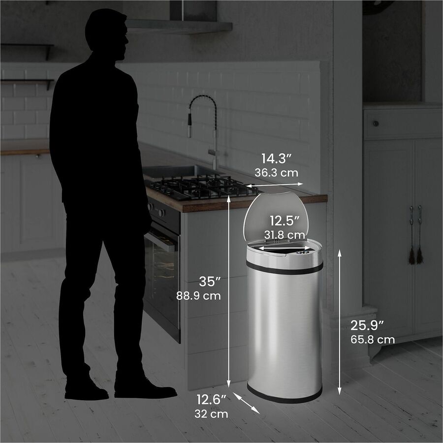 HLS Commercial 13-Gallon Semi-Round Sensor Trash Can