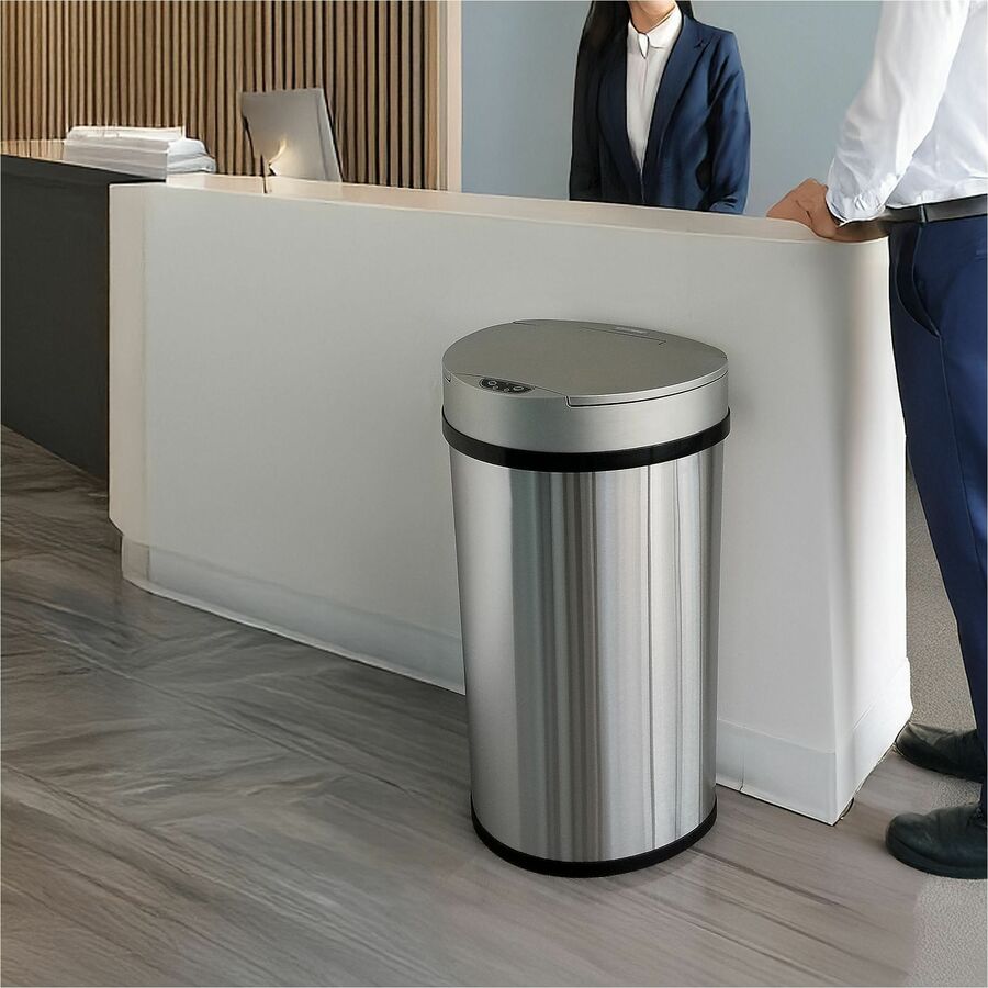 HLS Commercial 13-Gallon Semi-Round Sensor Trash Can