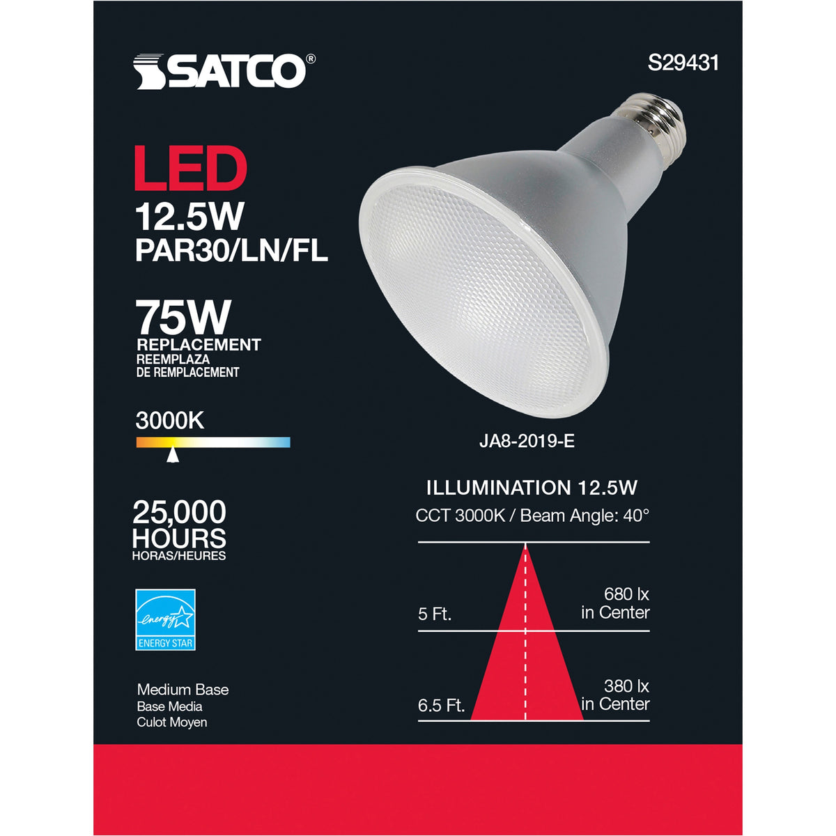 Satco 12W PAR 30/LN/FL 3000K LED Bulb