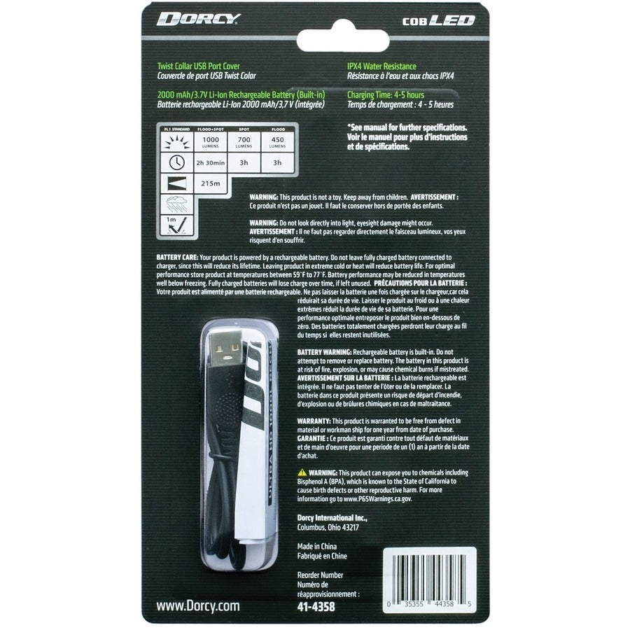 Dorcy Ultra 1000 Lumen USB Rechargeable Flashlight With Powerbank