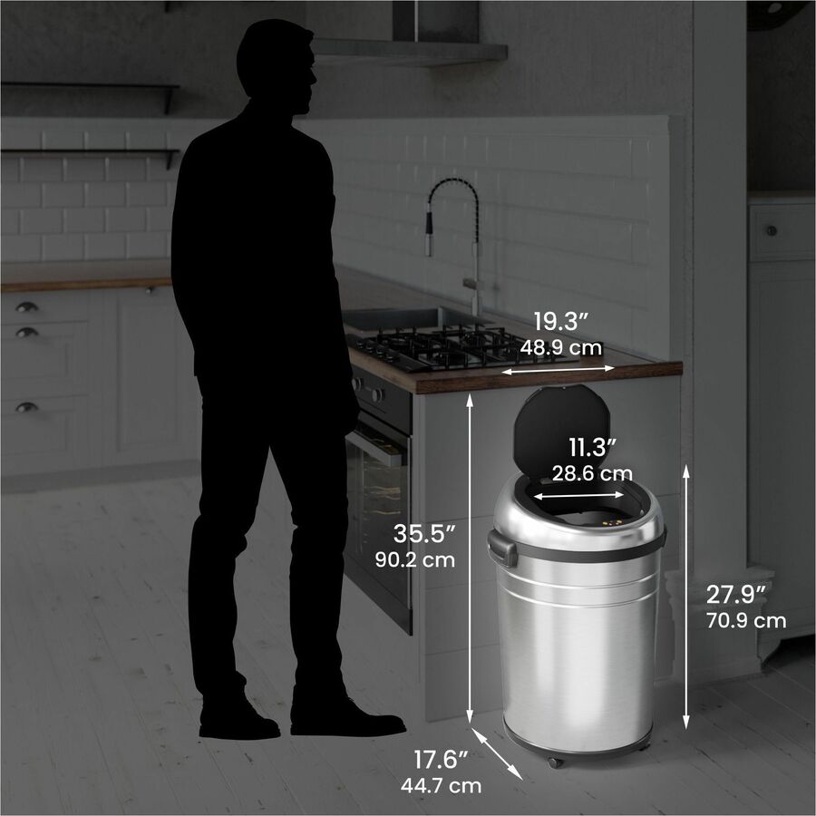 HLS Commercial XL Round Stainless Sensor Trash Can