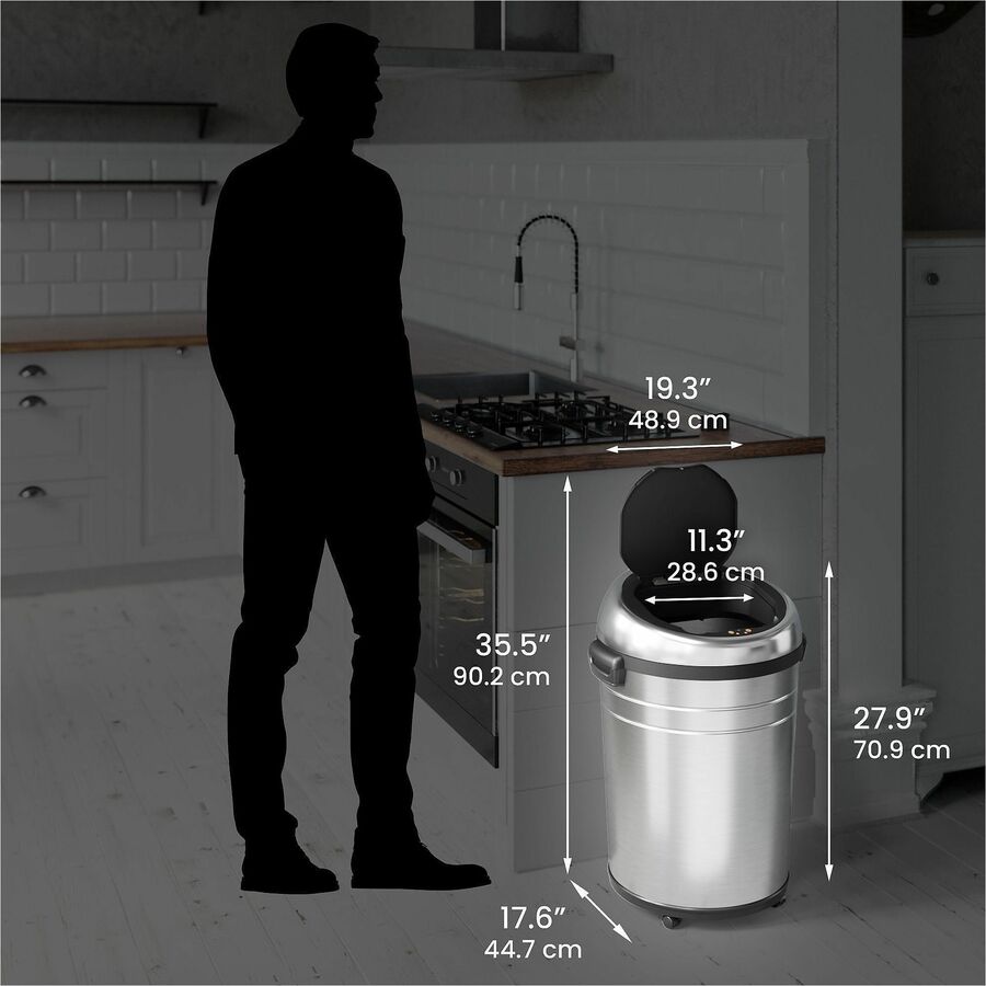 HLS Commercial XL Round Stainless Sensor Trash Can